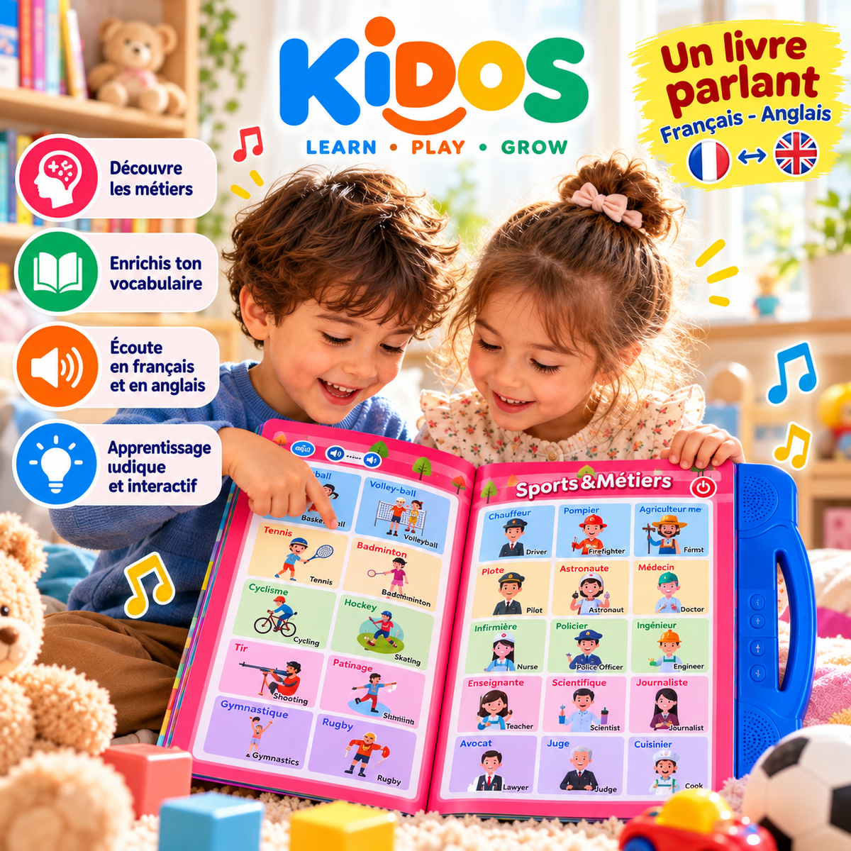 Livre Sonore Éducatif Français-Anglais – Mon Premier Livre Bilingue